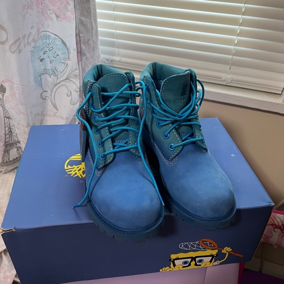 Timberland Kids Aqua Blue Boots SpongeBob Limited Edition - Picture 3 of 3